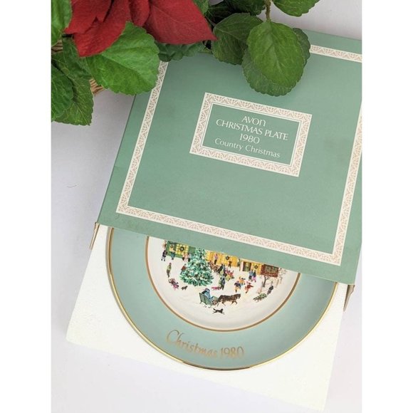 Vtg 1980 Christmas Porcelain Avon Collectible Plate Gold Trim Wedgwood England - Picture 8 of 8